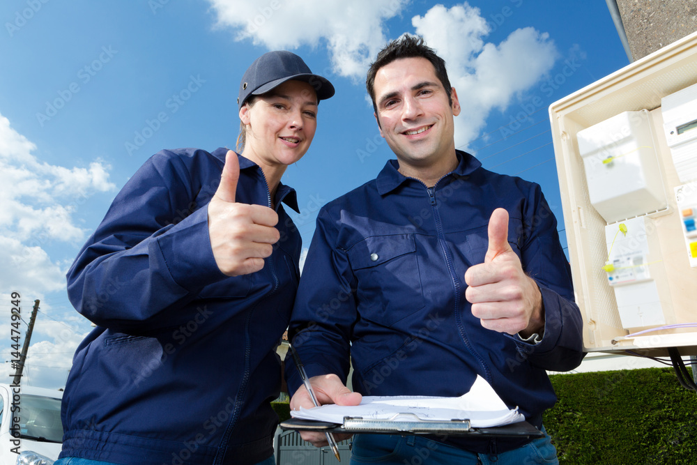two engineers giving thumbs up