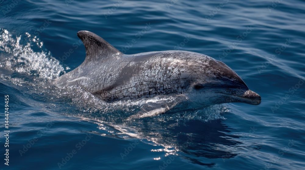 Fototapeta premium Dolphin Swimming in Open Ocean