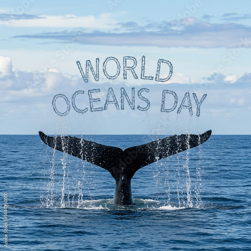 World Oceans Day Text with ...