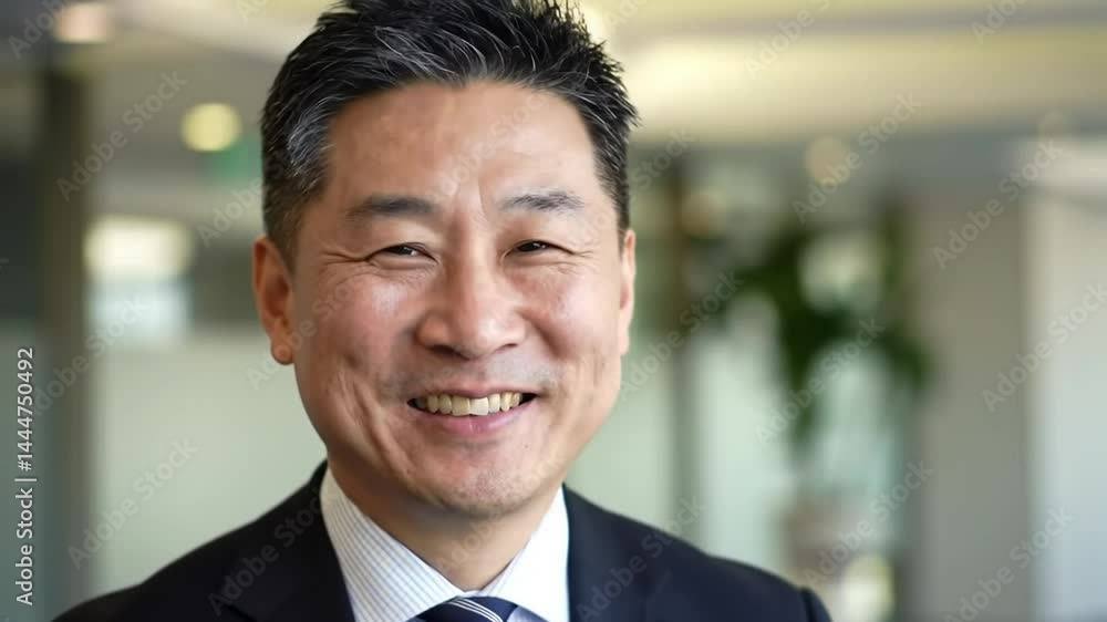 Businessman with positive emotion smiling and looking at camera Businessman with positive emotion smiling and looking at camera