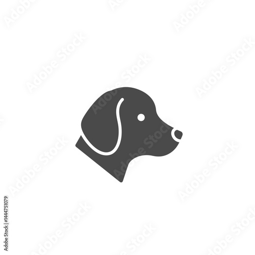 Canine Silhouette: A clean, modern silhouette of a dog's head, elegantly rendered in a minimalist style, perfect for representing pet-related themes.
