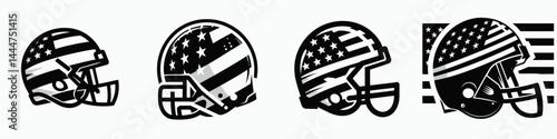 The American Football Helmet. 4th of july Independence Day Symbol Vector Clip art. U.s. gridiron headgear protective equipment for athletic competition.