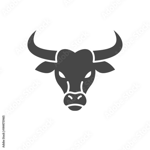 Iconic Bull's Head Silhouette: A strong and commanding monochrome illustration of a bull's head, with its powerful horns. A symbol of strength, determination, and resilience.