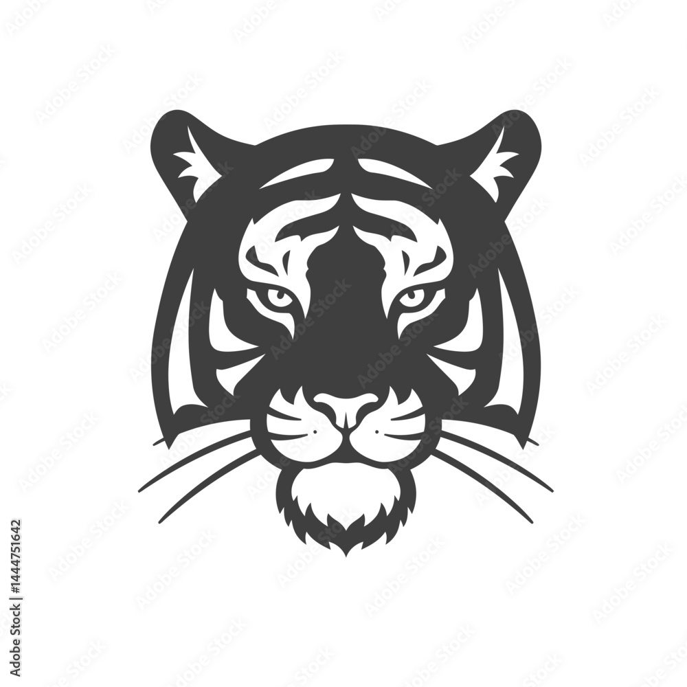 Obraz premium Fierce Tiger Illustration: A majestic tiger, depicted in a bold and striking illustration, embodies strength, power, and untamed wilderness.