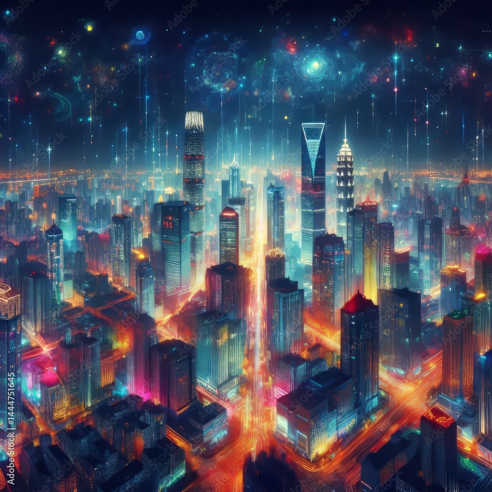 Fototapeta premium A sky above Night City