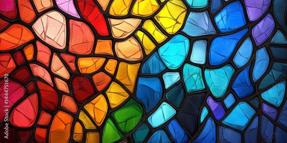 Colorful Stained Glass Art with Abstract Patterns and Vibrant Colors Colorful Stained Glass Art with Abstract Patterns and Vibrant Colors