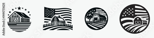 The Farm Barn. 4th of july Independence Day Symbol Vector Clip art. Country ranch edifice a rustic agricultural storage construction for harvest.