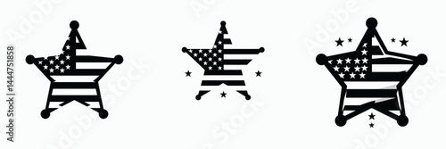 The Sheriff Star. 4th of july Independence Day Symbol Vector Clip art. Badge lawman a protective emblem for courage and justice in territory.