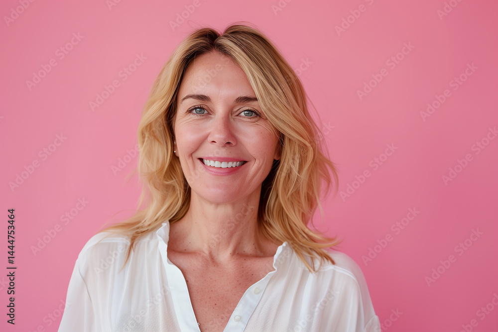 Beautiful successful blond business woman on pink background Beautiful successful blond business woman on pink background
