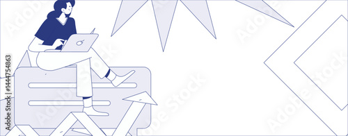 Virtual characters social communication concept business flat vector hand drawn illustration
