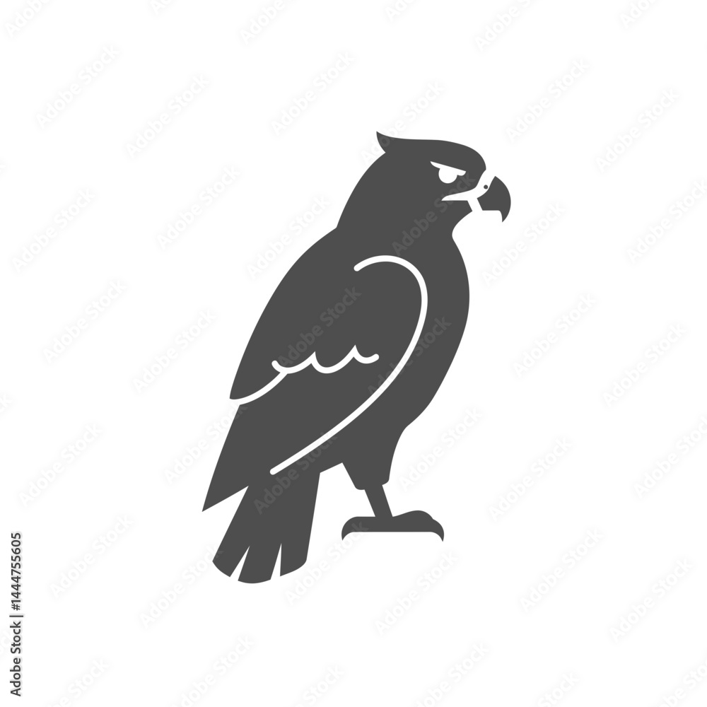 Obraz premium Illustration of Eagle Silhouette: An illustration of eagle silhouette standing, showcasing the bird's powerful presence and majestic outline in a minimalist design.