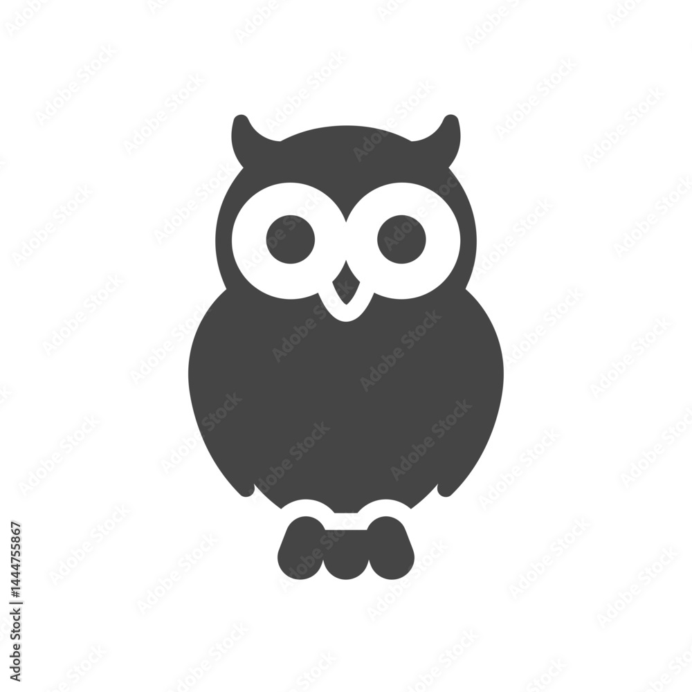 Fototapeta premium Wise Owl Icon: A stylized owl icon, perfect for representing wisdom, knowledge, and insight. The simple yet effective design is versatile and easily adaptable to various applications. 
