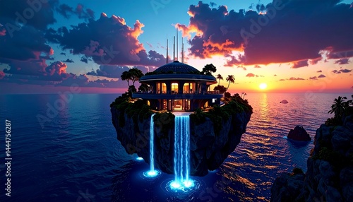 3D Timelapse Futuristic Floating Island

