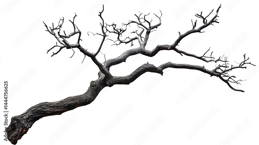 Fototapeta premium Dead Tree Branch with Isolated, Natures Art, and Winter.