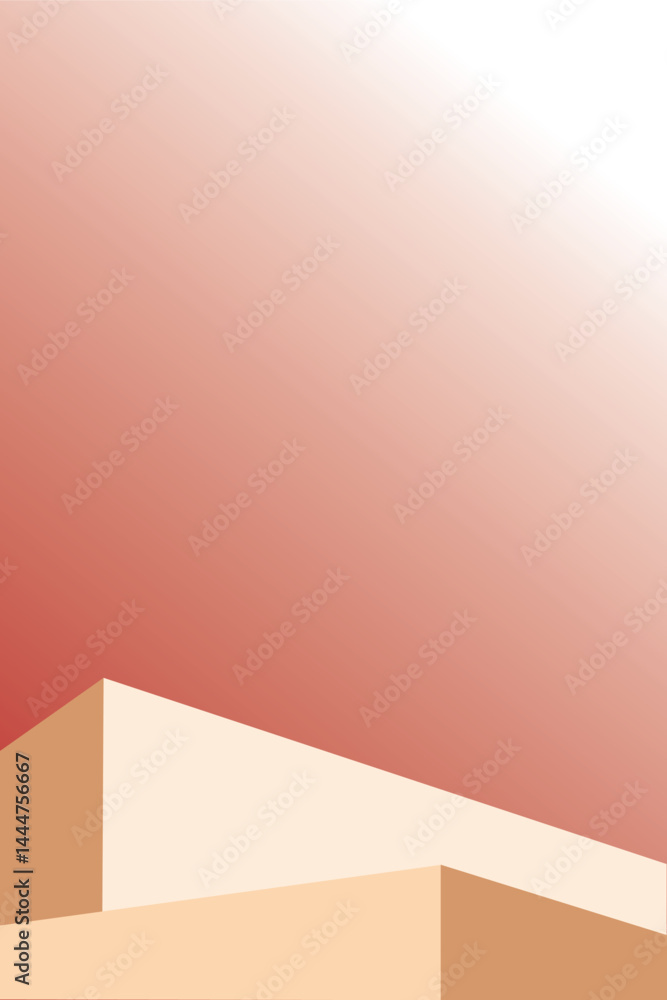 Geometric shapes with minimalist design on red gradient wall create modern and calm atmosphere Geometric shapes with minimalist design on red gradient wall create modern and calm atmosphere