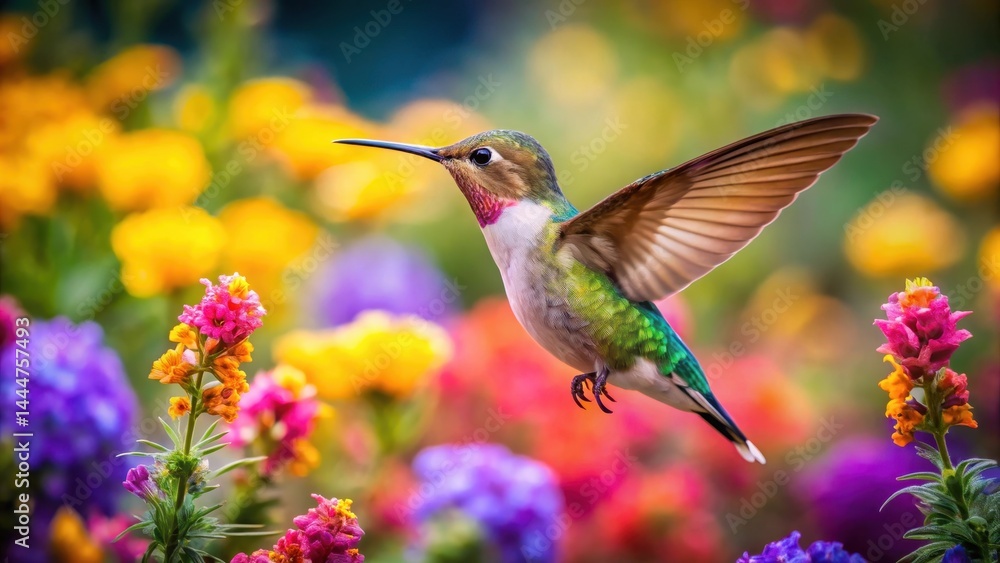 Bird hovering near flowers, nature close-up, vibrant colors, nature close-up Bird hovering near flowers, nature close-up, vibrant colors, nature close-up