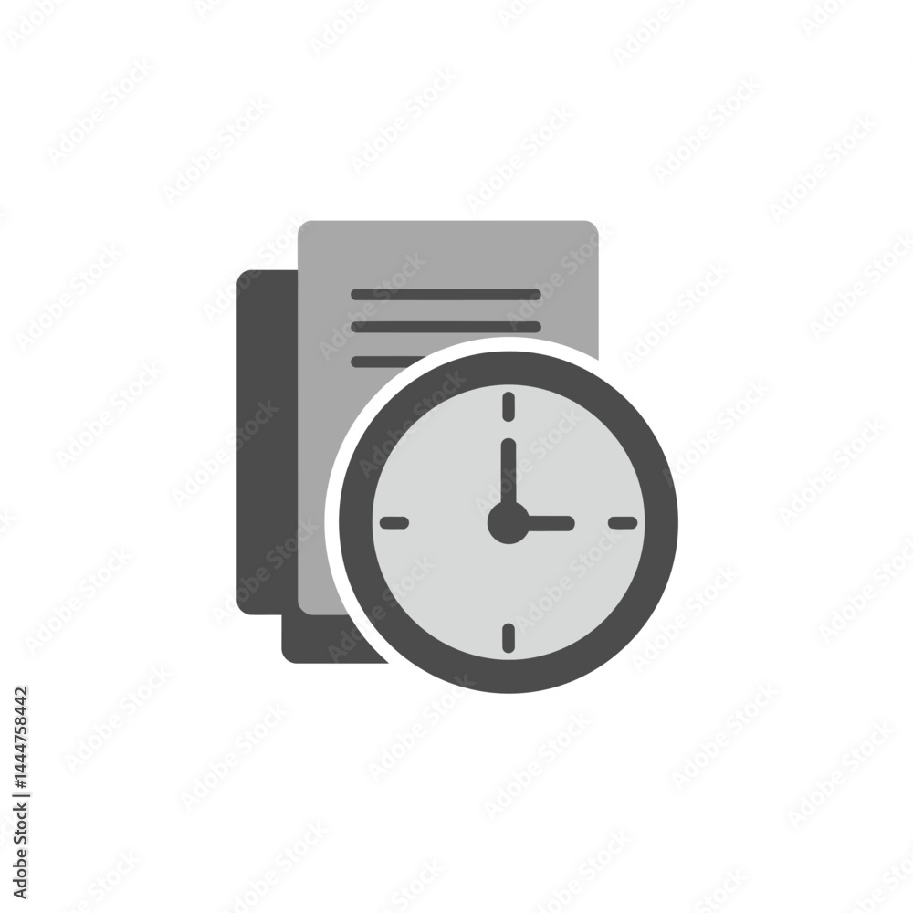 Document deadline: A symbolic illustration of documents aligned with a clock, representing deadline and efficient time management. Document deadline: A symbolic illustration of documents aligned with a clock, representing deadline and efficient time management.