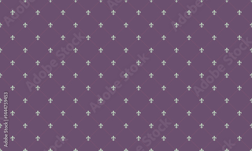 Elegant purple background with a repeating pattern of subtle fleurdelis motifs.  Perfect for website banners, invitation design, or adding a touch of sophisticated texture to your projects.