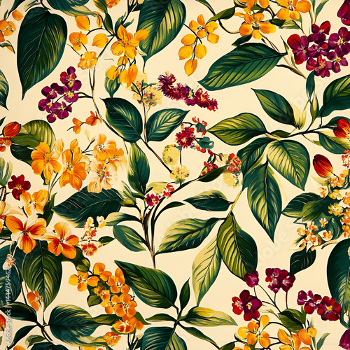 Vibrant floral patterns botanical garden artwork colorful nature aesthetic appeal
