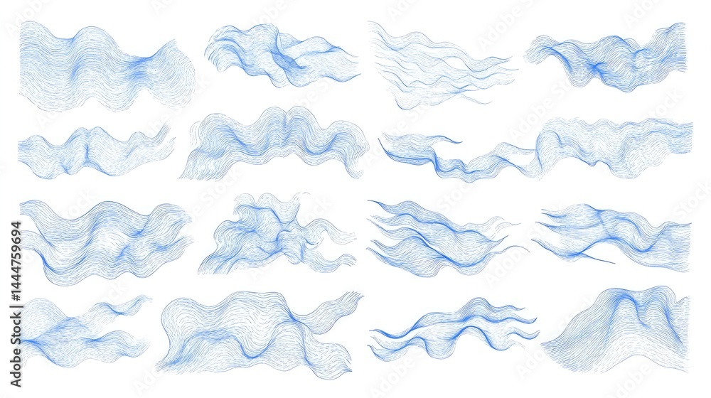Abstract Blue Wave Collection Digital Art Set. Abstract Blue Wave Collection Digital Art Set.