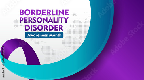Borderline Personality Disorder Awareness Month. Observed every year in May. Flat design with ribbon. Suitable for background, banner, card, poster