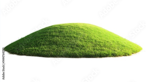 Lush Green Hill with Isolated on White Background.