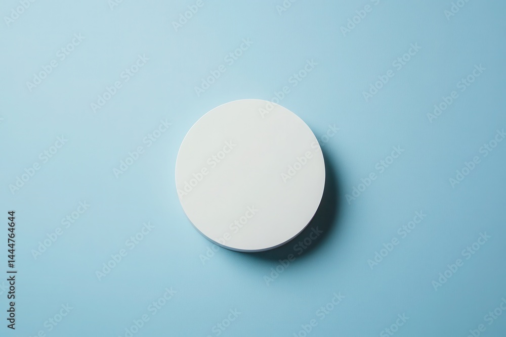 Minimalistic round object on a soft blue background, emphasizing simplicity and design Minimalistic round object on a soft blue background, emphasizing simplicity and design