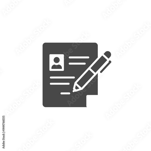 Document Drafting Icon: A simple and illustrative icon of a document, featuring a pen poised over a paper, ready for writing.