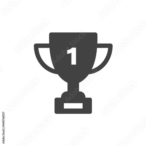 Victory Trophy Icon: A simplistic, bold graphic depicts a trophy cup, symbolizing first place and victory, perfect for conveying concepts of achievement and success.
