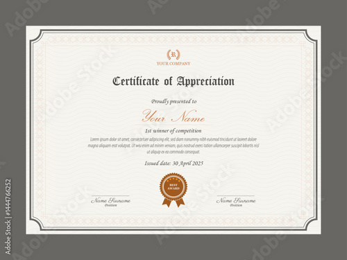 Retro style certificate template. Simple multipurpose certificate design. Certificate of appreciation for business.