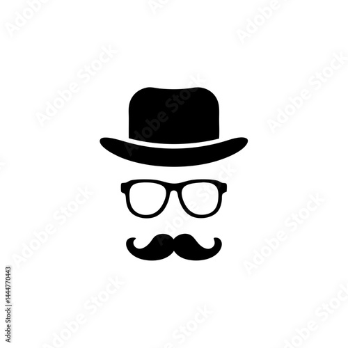 Gentleman icon with hat and specs