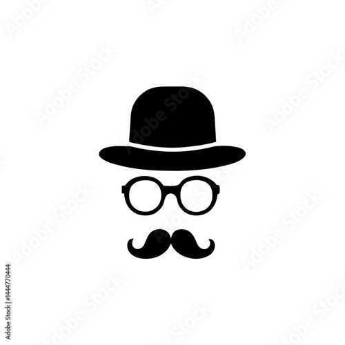 Man with hat glasses mustache