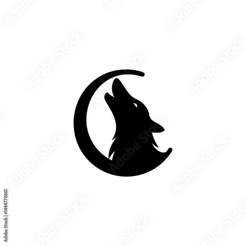 Wolf howling silhouette moon