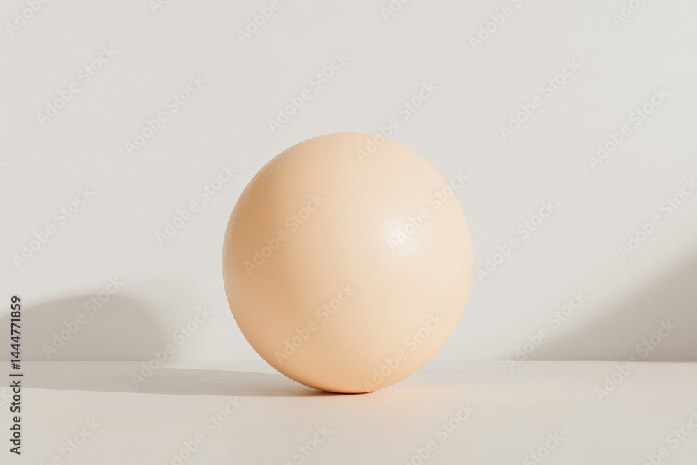 Fototapeta premium Single, light beige egg on a white surface