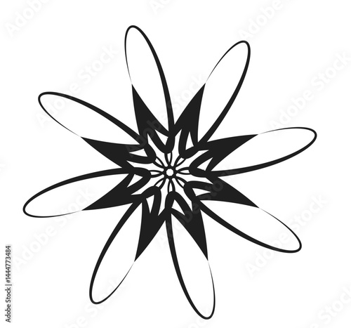 abstract geometric flower black and white minimalist vector illustration of a white flower