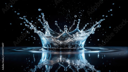 water splash on black background, dark background, splash,  dark background, splash