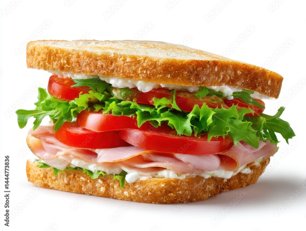 Delicious sandwich with ham isolate on white background Delicious sandwich with ham isolate on white background