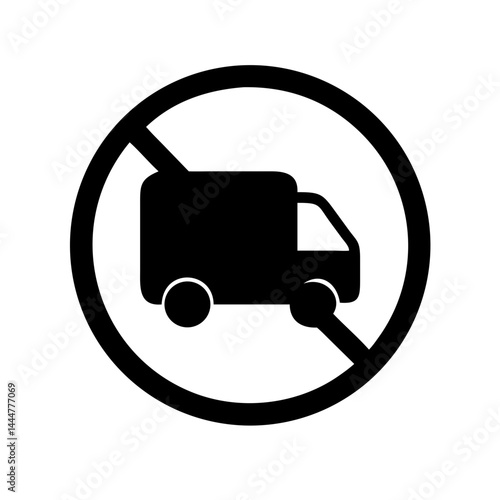 No Delivery Truck Icon in Black and White  