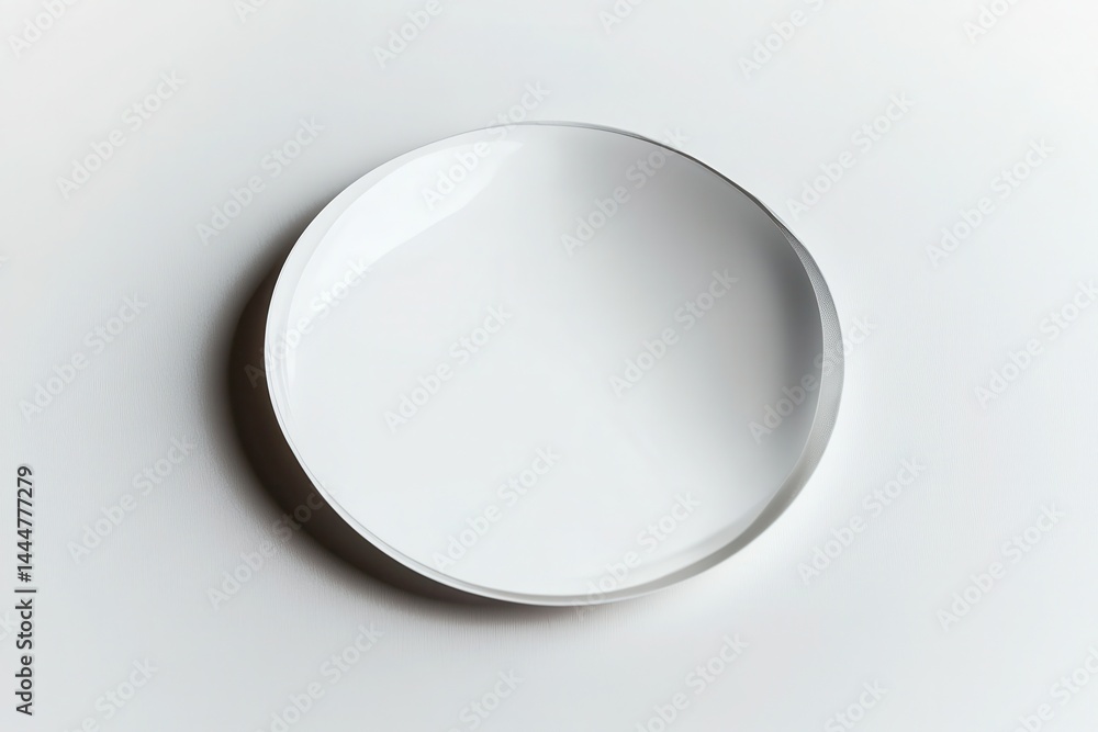 Minimalistic white plate on a clean surface, ideal for food presentation in culinary contexts Minimalistic white plate on a clean surface, ideal for food presentation in culinary contexts
