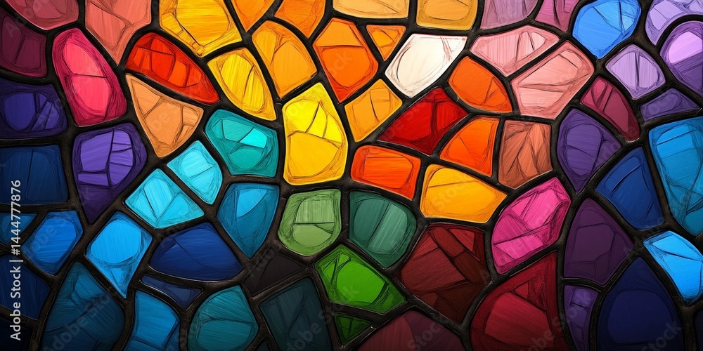 Colorful Stained Glass Art with Abstract Patterns and Vibrant Colors Colorful Stained Glass Art with Abstract Patterns and Vibrant Colors