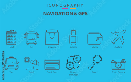 Navigation Icons, Map Icons, GPS Icons, Vector Icons, Flat Design, Location Icons, Direction Icons, Compass, Route Icons, Travel Icons, UI Icons, Web Icons