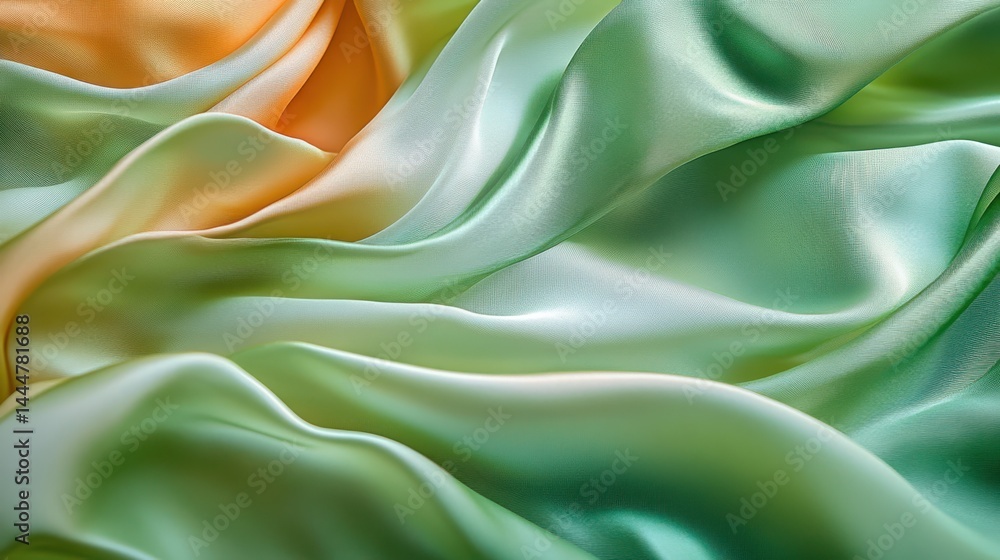 Obraz premium A flowing green silk fabric creates a soft, elegant texture and aesthetic appeal.