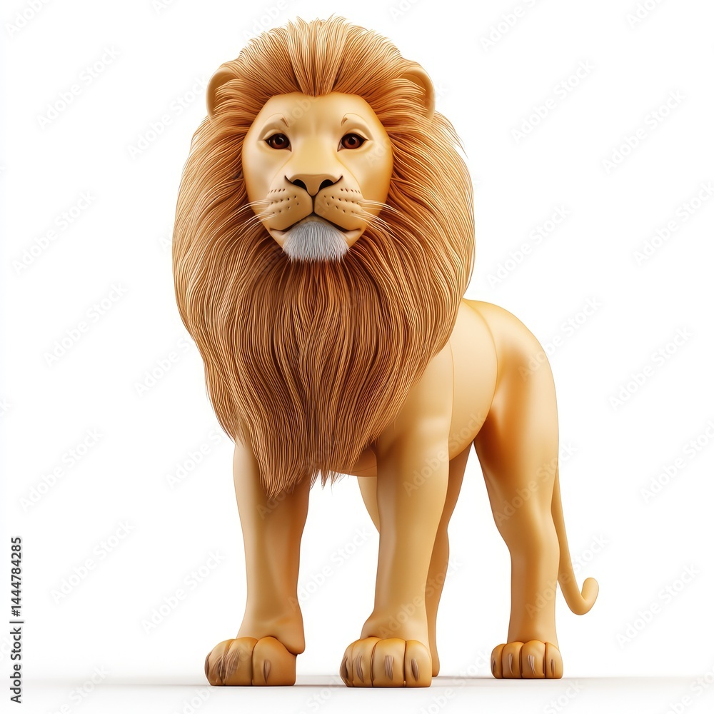 Obraz premium Majestic lion stance, presented in a digital illustration.