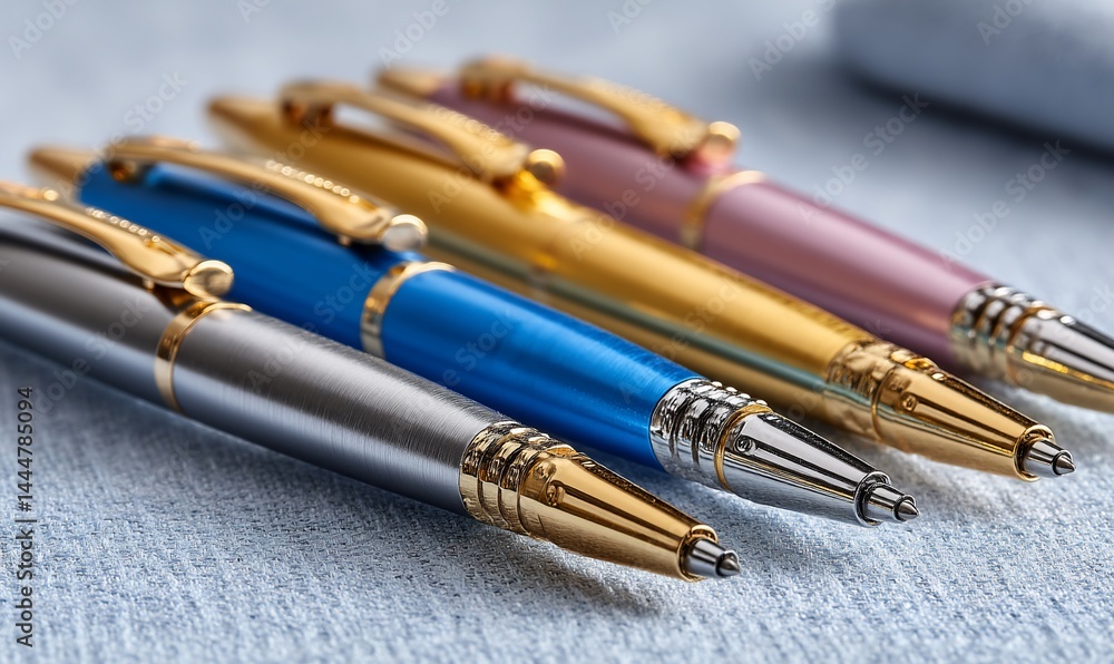 Fototapeta premium Exquisite pens shimmer lined up neatly