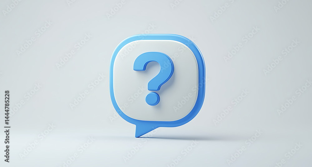 3D Blue Question Mark Inside a Speech Bubble Icon 3D Blue Question Mark Inside a Speech Bubble Icon