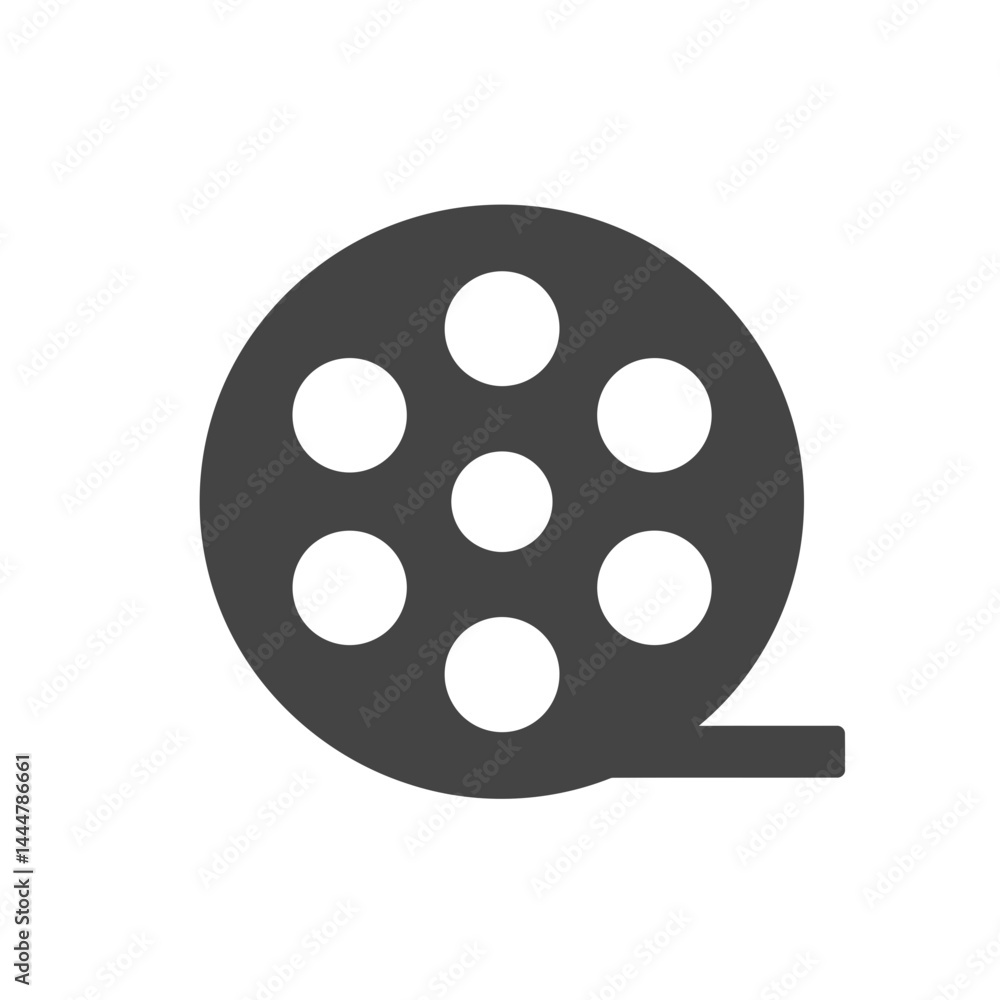 Cinema Reel Icon: Simple vector illustration of cinema reel icon on white backdrop evoking film industry Cinema Reel Icon: Simple vector illustration of cinema reel icon on white backdrop evoking film industry