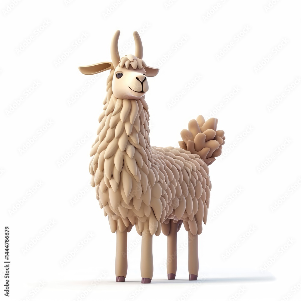 Cute, fluffy llama figurine against a plain background.
