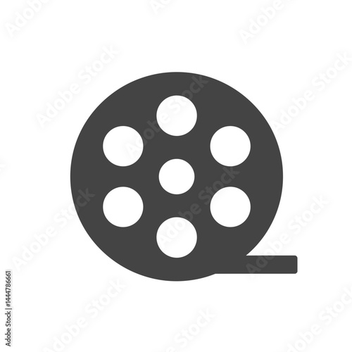 Cinema Reel Icon: Simple vector illustration of cinema reel icon on white backdrop evoking film industry 