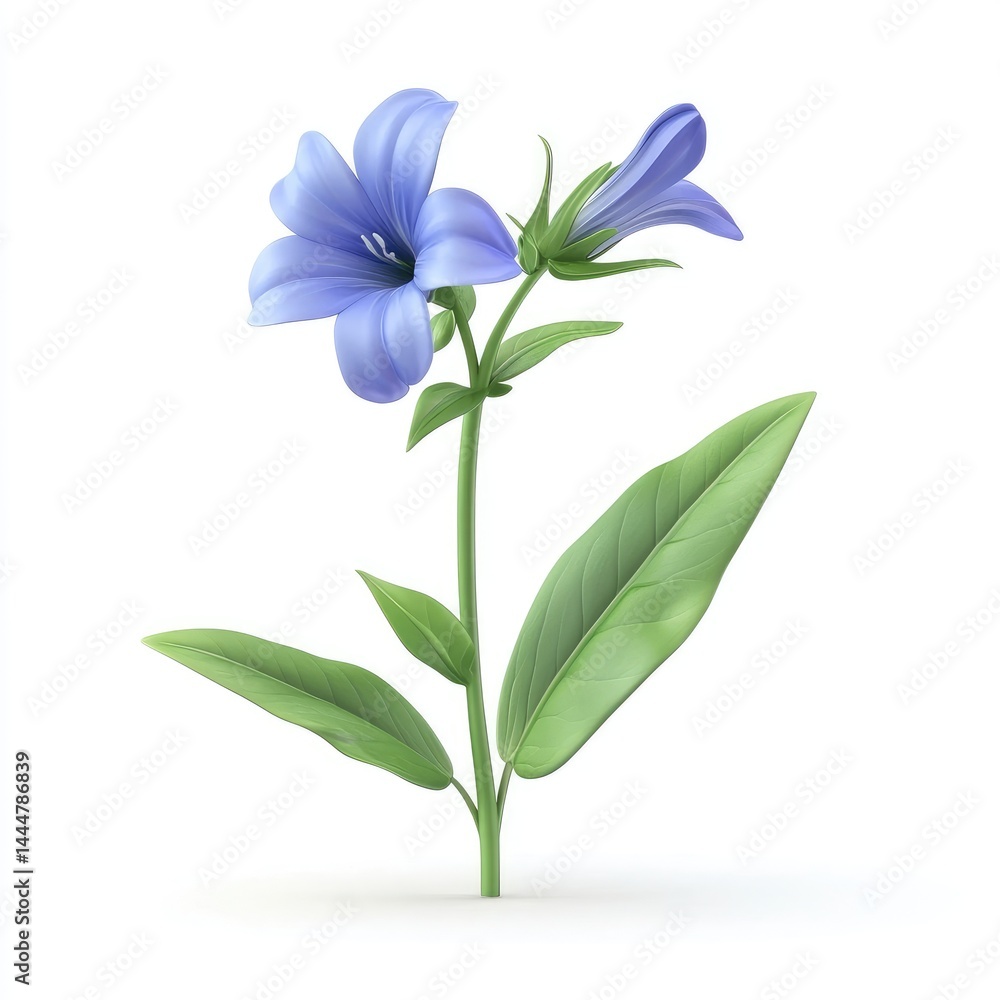 Light purple bellflower plant against a white background.