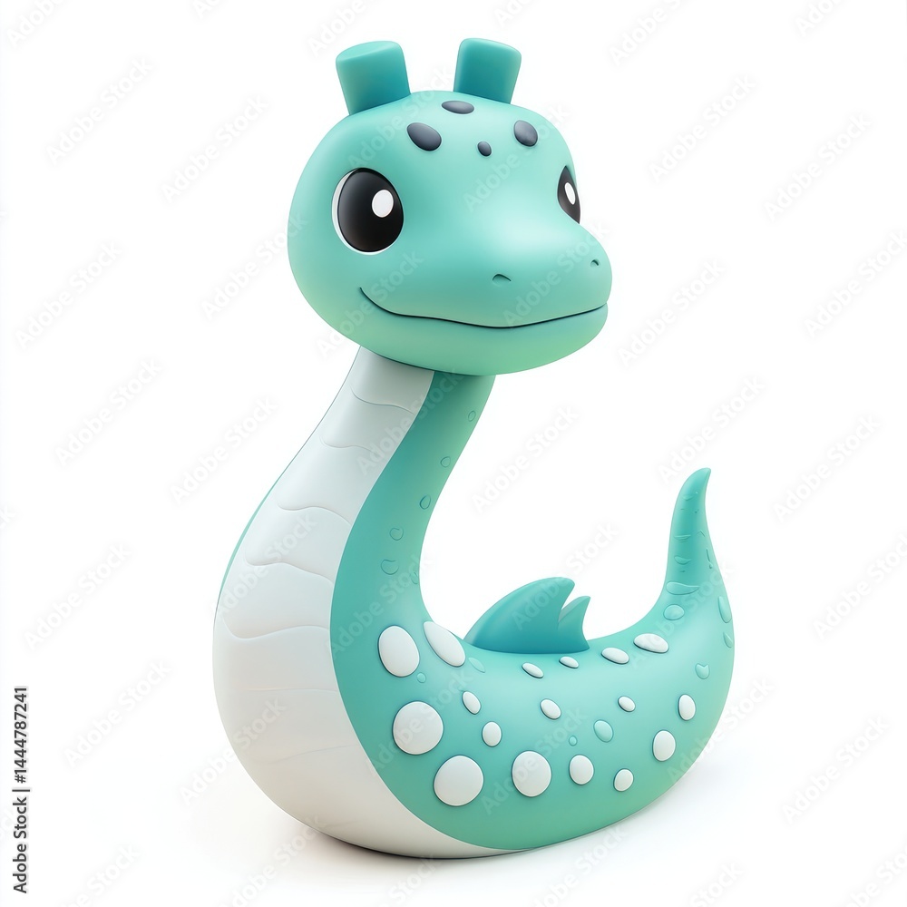 Playful teal sea serpent figurine.